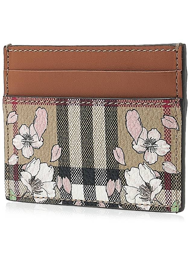 Floral Check Print Card Wallet Brown - BURBERRY - BALAAN 3