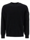 Merino Wool Crew Neck Knit Top Black - CP COMPANY - BALAAN 2