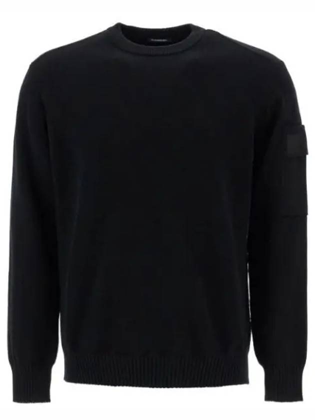 Merino Wool Crew Neck Knit Top Black - CP COMPANY - BALAAN 2