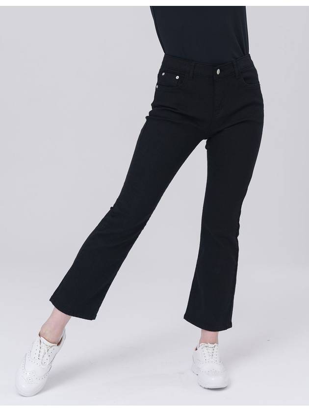 Waist Banding Cotton Span 8-quarter Semi Boot Cut Black Pants DO3242PT66 - DOYOUKNOWMC GOLF WEAR - BALAAN 1