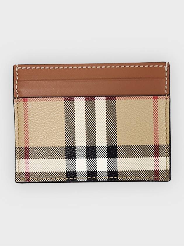 Check Print Leather Card Holder Beige - BURBERRY - BALAAN 2