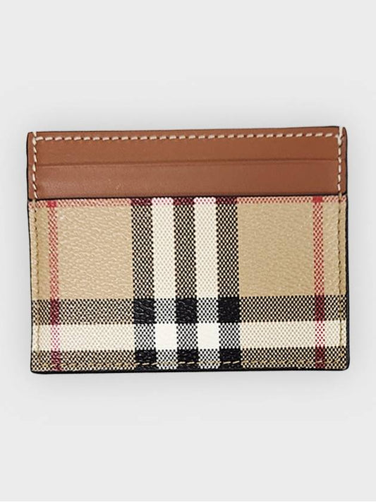 Check Print Leather Card Holder Beige - BURBERRY - BALAAN 2