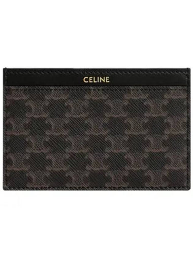 Card Holder in Triomphe Canvas and Calfskin Black - CELINE - BALAAN 1