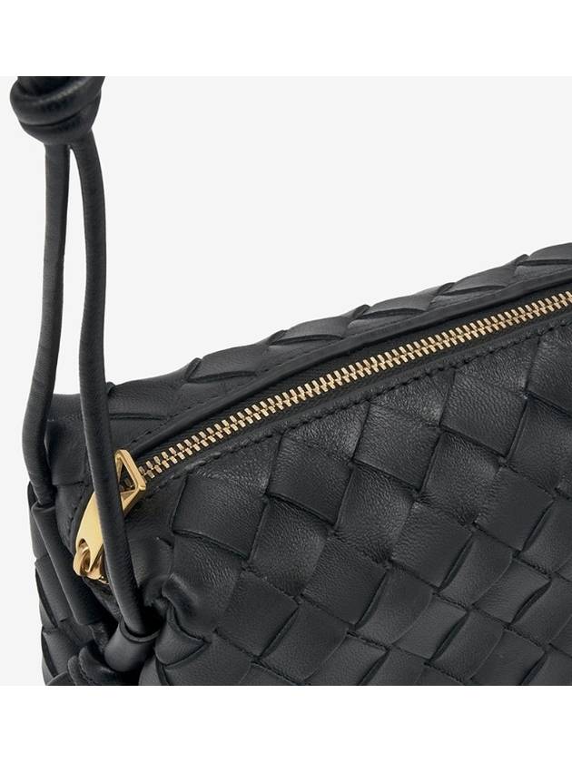 Intrecciato Loop Small Leather Cross Bag Black - BOTTEGA VENETA - BALAAN 7