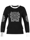 Women s round neck artwork long sleeve knit shirt GQ4A630W - LUX GOLF - BALAAN 1