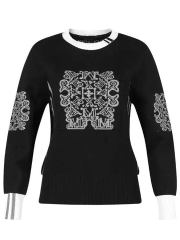 Women s round neck artwork long sleeve knit shirt GQ4A630W - LUX GOLF - BALAAN 1