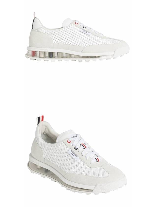 Vitello Calf Leather Clear Sole Tech Runner Sneakers White - THOM BROWNE - BALAAN 5