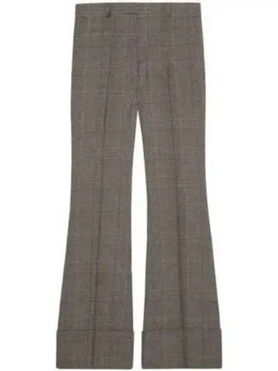 Prince Of Wales Wool Linen Straight Pants Grey - GUCCI - BALAAN 2