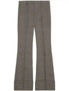 Prince Of Wales Wool Linen Straight Pants Grey - GUCCI - BALAAN 2