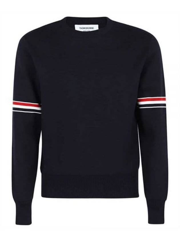 Men's Milan Stitch Armband Crew Neck Knit Top Navy - THOM BROWNE - BALAAN 2