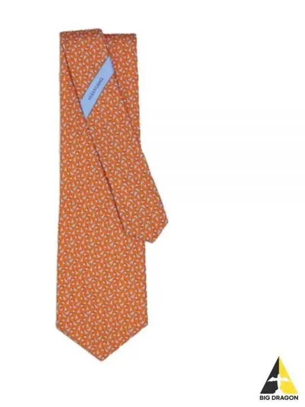 Giraffe Print Silk Tie Orange - SALVATORE FERRAGAMO - BALAAN 2