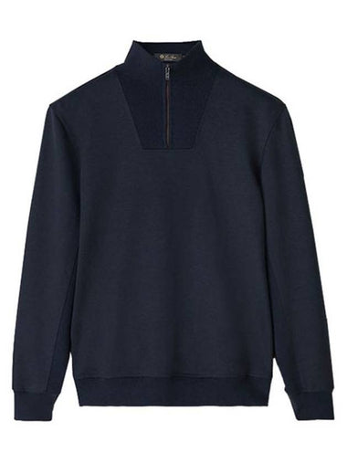 Technical Pullover Half Zip-up Wool Knit Top Navy - LORO PIANA - BALAAN 1