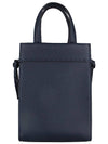 Mini Logo Leather Tote Bag Navy - FENDI - BALAAN 6