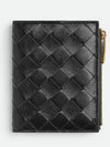 Intrecciato Zipper Small Half Wallet Black - BOTTEGA VENETA - BALAAN 4