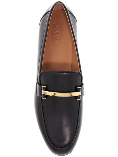 black calfskin women's loafers with metallic band - TOD'S - BALAAN 2