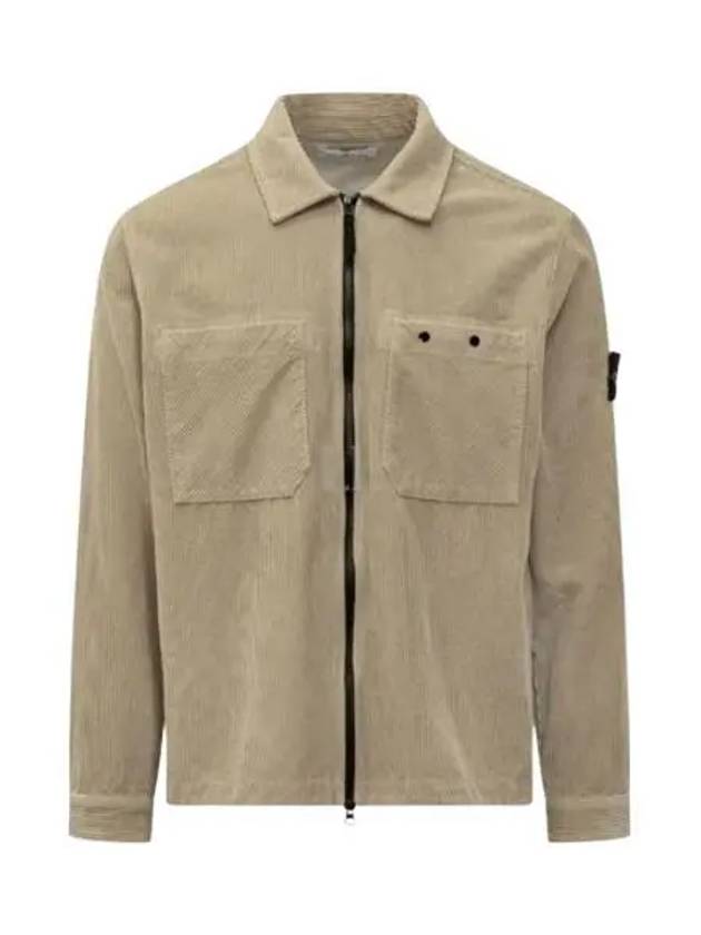 Organic Cotton Corduroy Zip-Up Jacket Beige - STONE ISLAND - BALAAN 2