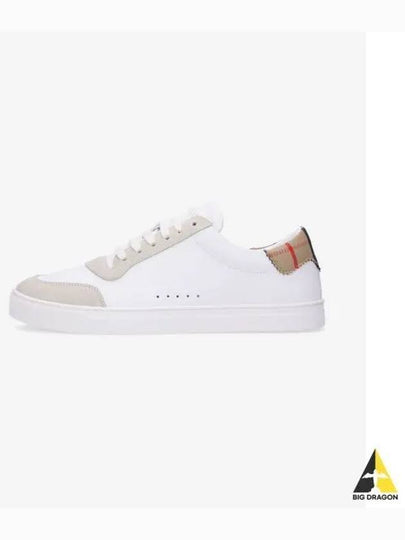 Leather Suede Check Cotton Low Top Sneakers White - BURBERRY - BALAAN 2