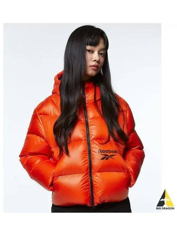 Pump Crop Down Jacket Women Orange - REEBOK - BALAAN 1