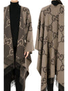 Reversible Jumbo GG Cashmere Cape Camel White - GUCCI - BALAAN 3