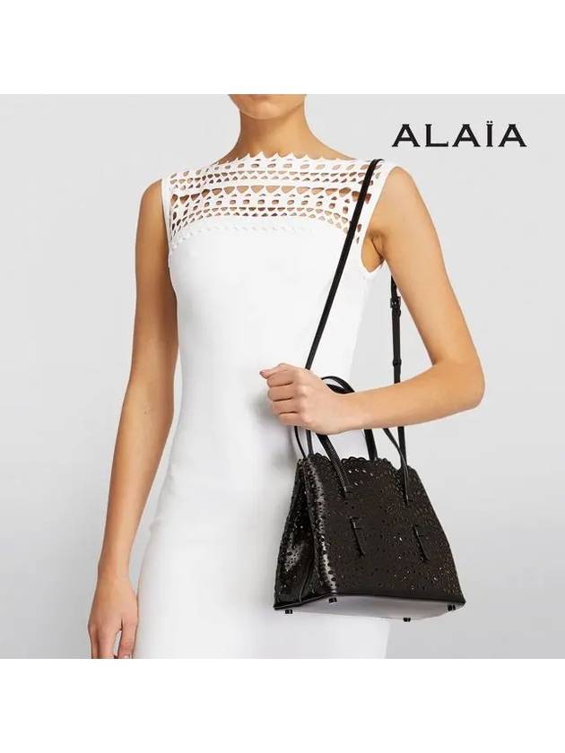 Mina 25 Wave Lux Calfskin Tote Bag Black - ALAIA - BALAAN 10