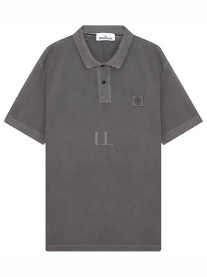 Men's Logo Patch Short Sleeve Polo Shirt Steel Grey - STONE ISLAND - BALAAN 2