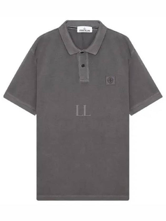 Men's Logo Patch Short Sleeve Polo Shirt Steel Grey - STONE ISLAND - BALAAN 2