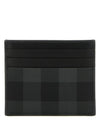 Logo Checked Leather Card Wallet Charcoal - BURBERRY - BALAAN 2