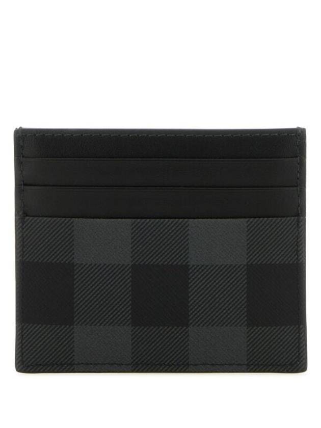 Logo Checked Leather Card Wallet Charcoal - BURBERRY - BALAAN 2