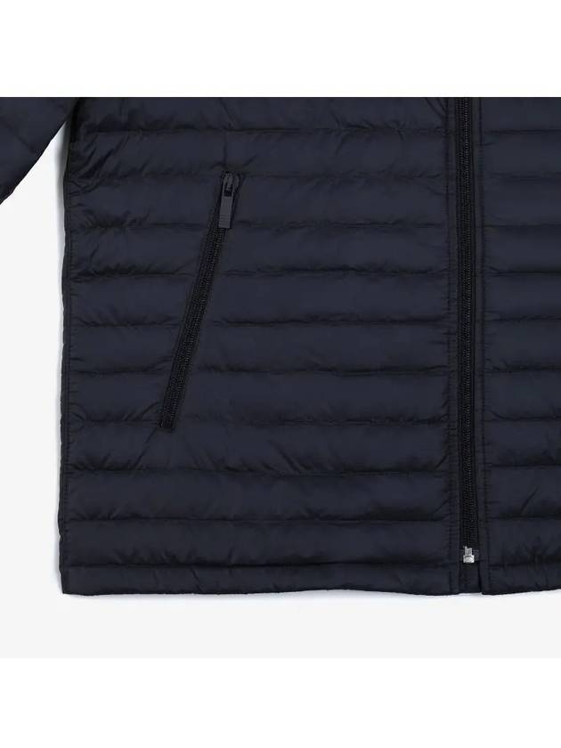 Matte Nylon 4-Bar Stripe Downfill Quilted Hoodie Padding Navy - THOM BROWNE - BALAAN 5