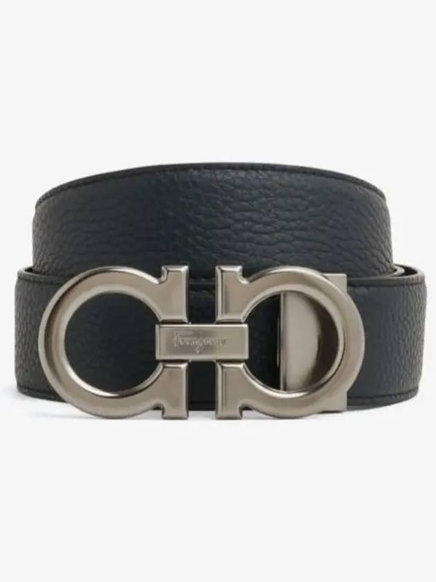 Reversible Gancini Leather Belt Black - SALVATORE FERRAGAMO - BALAAN 2