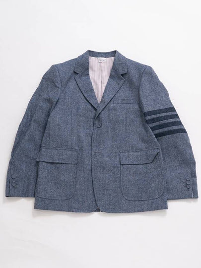 Donegal Tweed 4 Bar Single Breasted Blazer Jacket Light Blue - THOM BROWNE - BALAAN 2