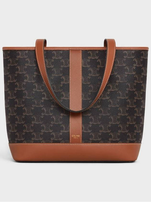 Triomphe Canvas Calfskin Tote Bag Brown Black - CELINE - BALAAN 2