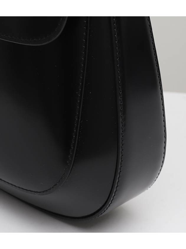 Cleo Brushed Leather Flap Shoulder Bag Black - PRADA - BALAAN 7