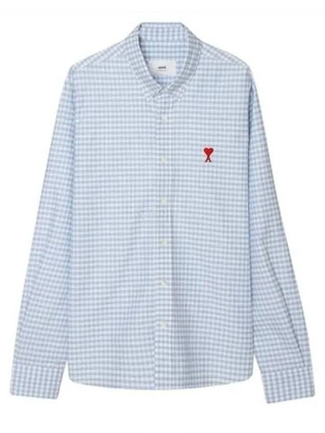 So Caramel Ulsan Natural Check Shirt Sky Blue - AMI - BALAAN 1