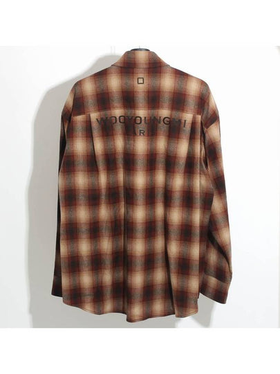 Flannel Back Logo Check Long Sleeve Shirt Brown - WOOYOUNGMI - BALAAN 2