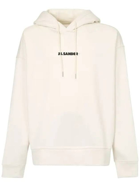 Print Logo Long Sleeve Hoodie White - JIL SANDER - BALAAN.