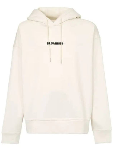 Print Logo Long Sleeve Hoodie White - JIL SANDER - BALAAN 1