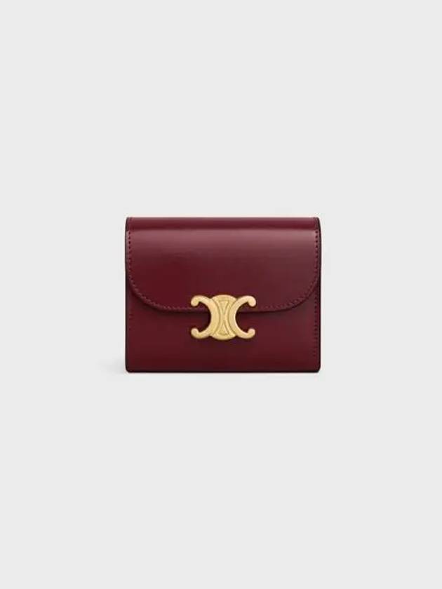 Triomphe Small Shiny Calfskin Half Wallet Light Burgundy - CELINE - BALAAN 2