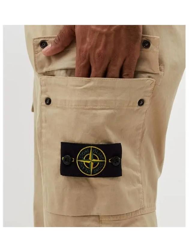 Stretch Cotton Wool Satin Cargo Pants Beige - STONE ISLAND - BALAAN 4