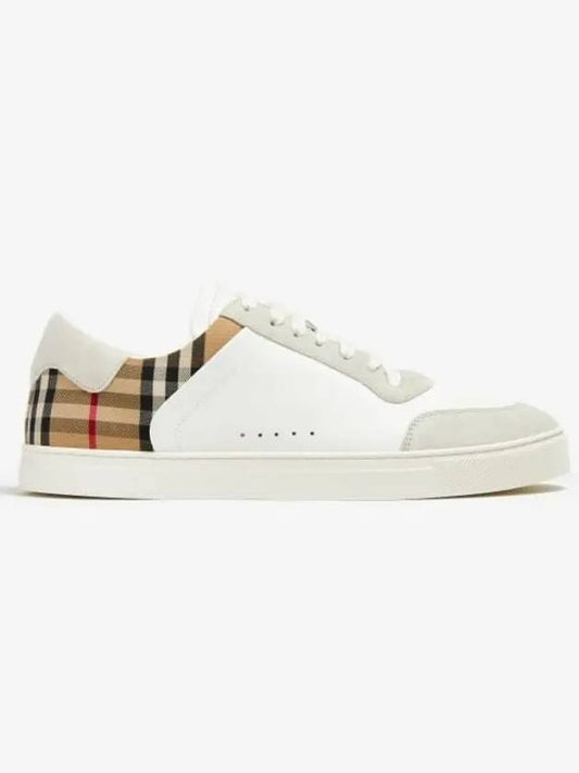 Check Leather Suede Sneakers Natural White Archive Beige - BURBERRY - BALAAN 2