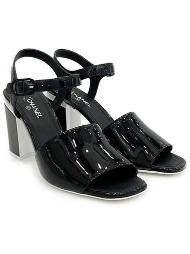 Sandal Heel 38 Black White Patent 2ET1165 - CHANEL - BALAAN 1