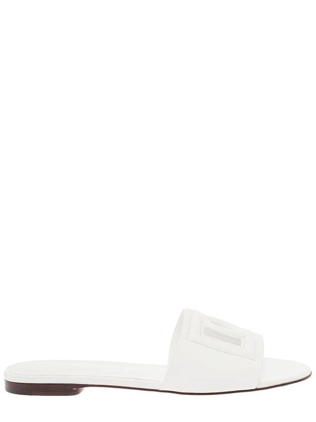 DG Logo Leather Flat Slippers White - DOLCE&GABBANA - BALAAN 6