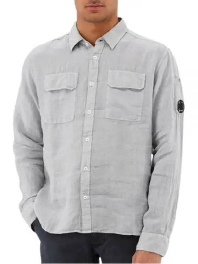 Linen Pocket Long Sleeve Shirt Grey - CP COMPANY - BALAAN 2