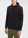 Diagonal Raised Fleece Hoodie Black - CP COMPANY - BALAAN 4