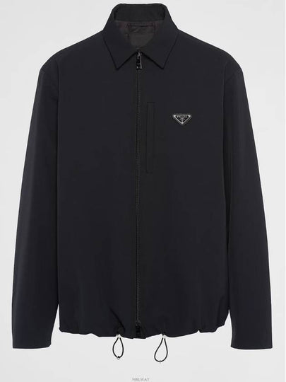 Triangle Logo Shirt Zip Up Jacket Black - PRADA - BALAAN 2