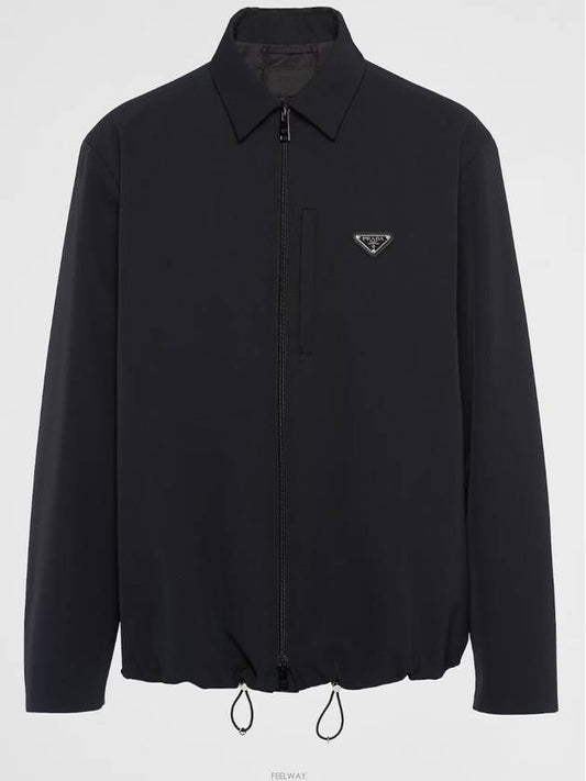 Triangle Logo Shirt Zip Up Jacket Black - PRADA - BALAAN 2