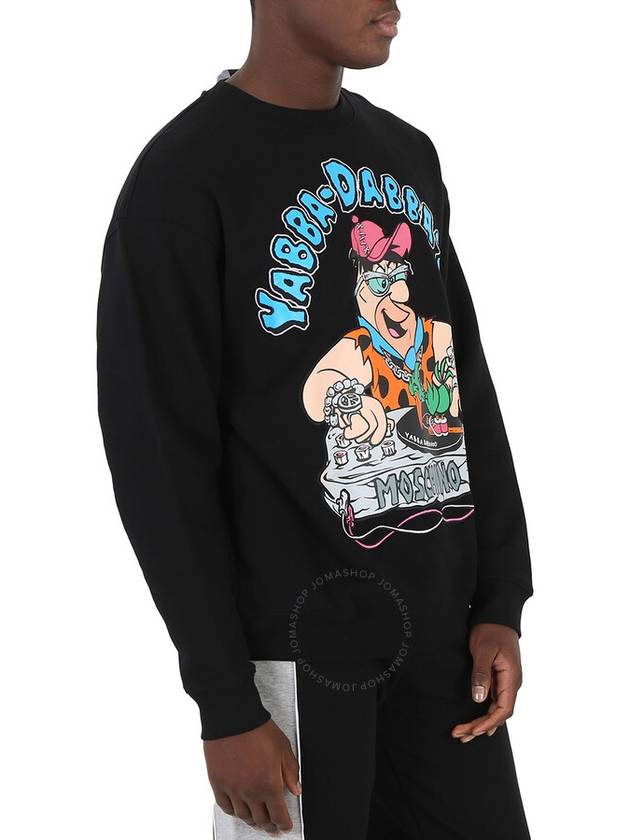 Men s Sweatshirt Moschino Black Flintstones Print Cotton Brand Size 44 US 34 - MOSCHINO - BALAAN 3