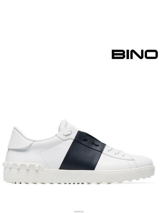 Men's Hidden Open Band Low Top Sneakers White Black - VALENTINO - BALAAN 2