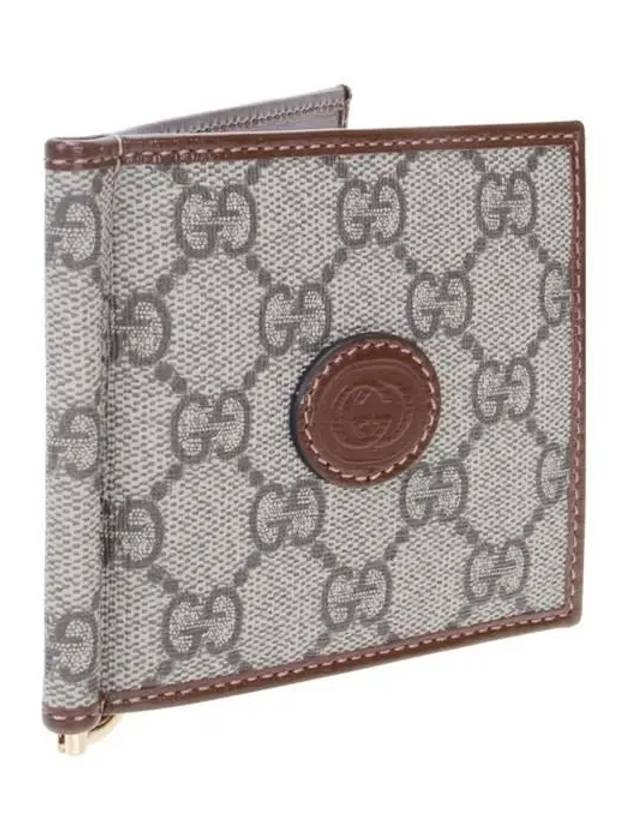 GG Supreme Interlocking Money Clip Half Wallet Brown - GUCCI - BALAAN 3