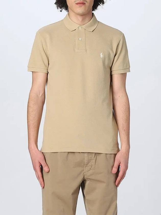 Pony logo embroidery slim fit polo t shirt beige men 710536856 354 - POLO RALPH LAUREN - BALAAN 4